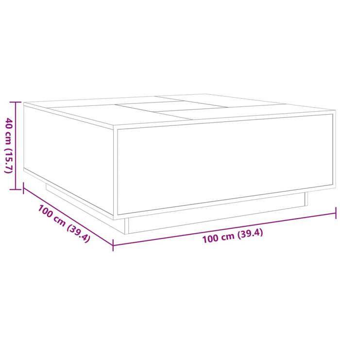 VidaXL Table basse avec LED infini blanc 100x100x40 cm 3284042