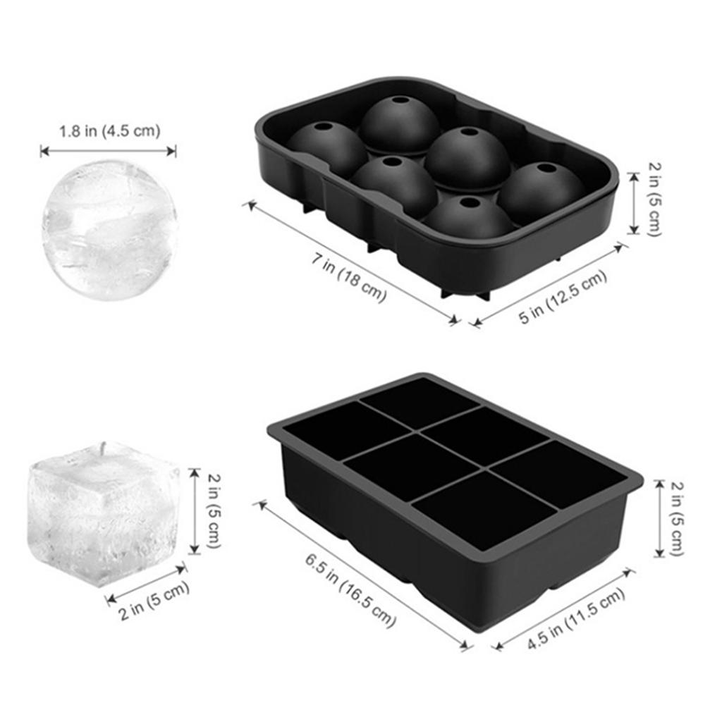 6 Grids Ice Cube Tray Easy Release Silicone Ice Cube Mold for Freezer Whiskey Cocktails