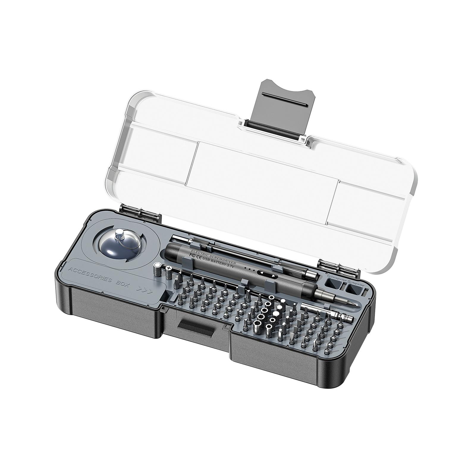 

Многофункциональная электрическая отвертка, Маленький портативный аккумуляторный набор электроотверток, Электрическая, перезаряжаемая от Type-C M серый