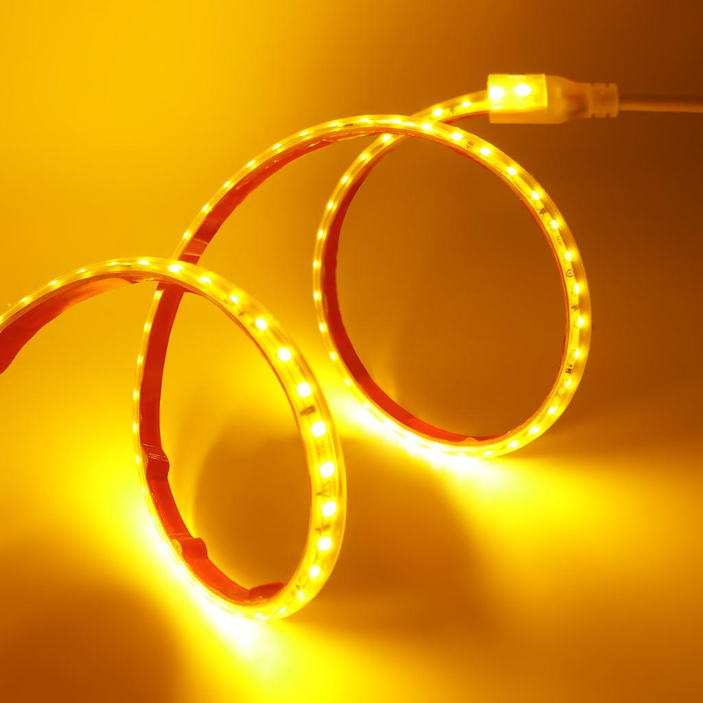 AC220V LED Strip Lights EU UK Plug SMD2835 120LEDs/m Waterproof Lamp With Adhesive Tape Warm/Natural/Cool White Red Blue Yellow
