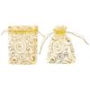 ABUL-200 Stück 10x15cm Wimpernaufdruck Goldene Organzabeutel Schmuckbeutel Organza-Kordelzugbeutel für Hochzeitsgeschenke