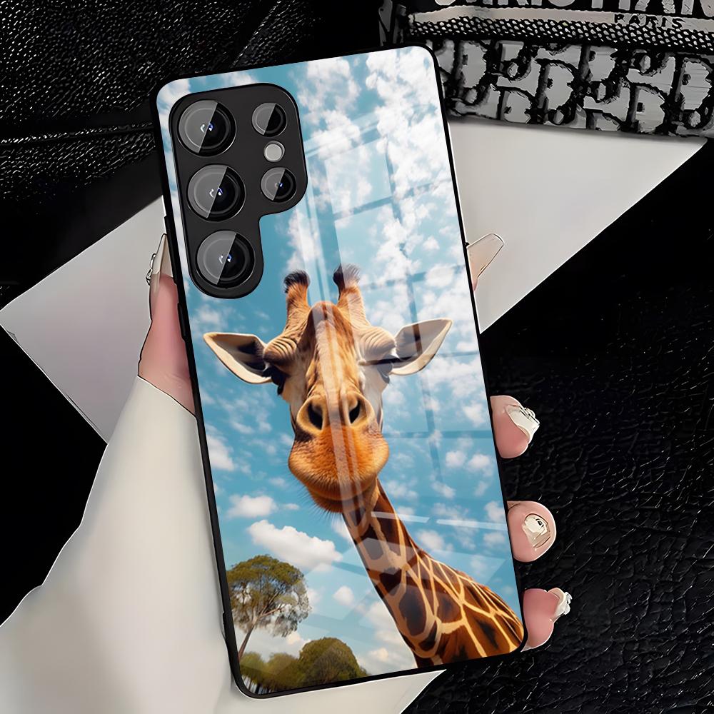 Cute Giraffe Phone Case For Samsung S26 S25 Plus S20 S20 Plus S22 Ultra S23 FE S21 Plus S21 Ultra Glass Cover