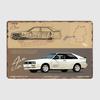 Classics Sports Car Quattro Car Blueprint Metal Plaque Poster Club Home Bedroom Bar Classic Tin Sign Room Decor Wall Decor