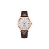 Presage Serie Pilot Serie Geschäft Transparenter Boden Gold Automatik Lederarmband Damenuhr Weißes Zifferblatt SRP852J1