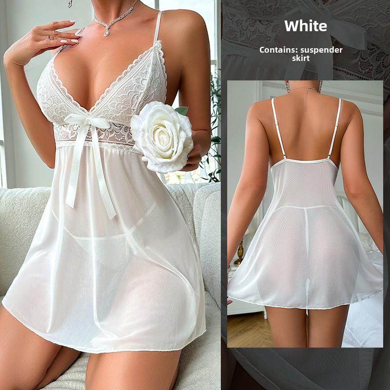 Sexy ondergoed Sexy mesh perspectief kant jarretel nachthemd dames loungewear