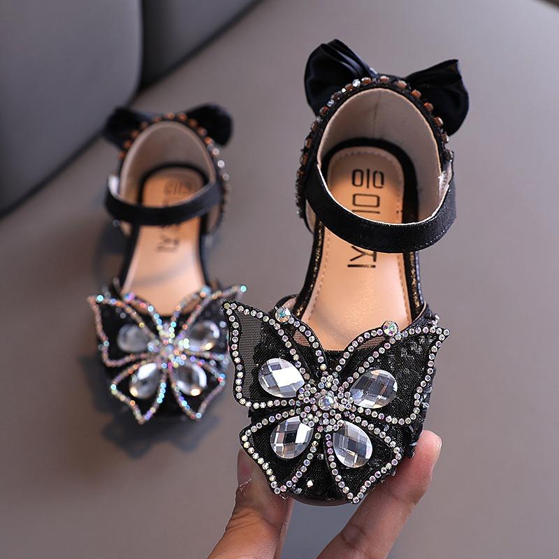 Summer new Korean-style rhinestone soft sole girls' sandals princess shoes children's shoes spring style girls' leather shoes trendy
