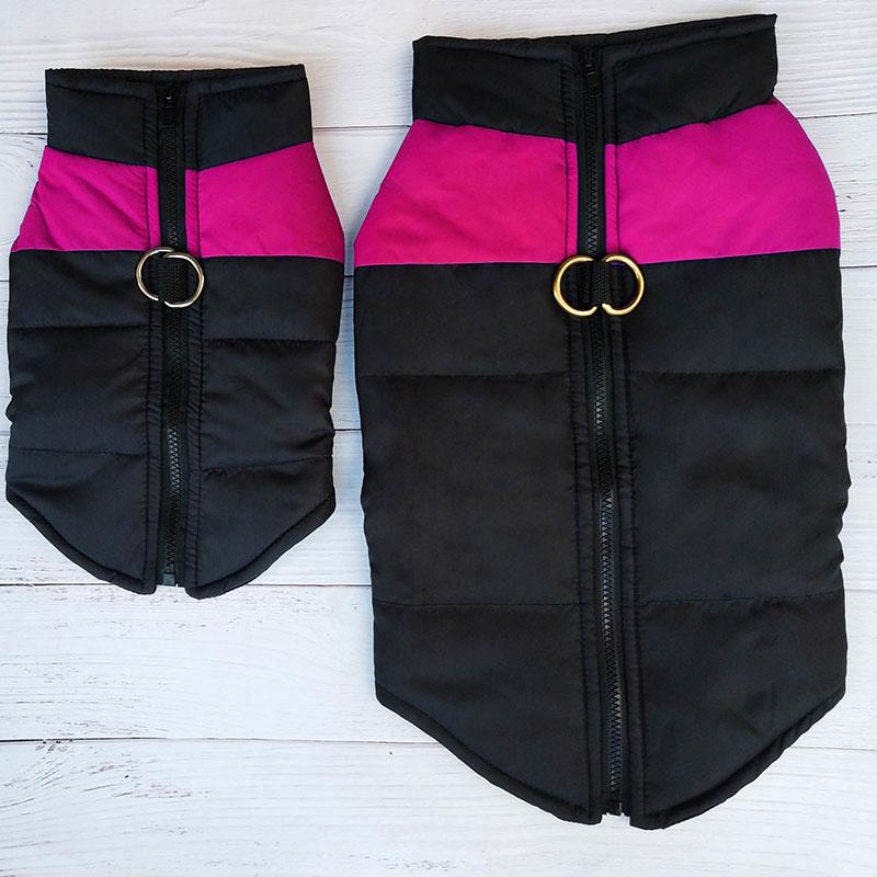 

Водонепроницаемая теплая одежда для домашних животных, зимняя хлопковая жилетка с застежкой-молнией цвета щенка, мягкая повседневная куртка большого размера, лыжный костюм для собаки M розовый