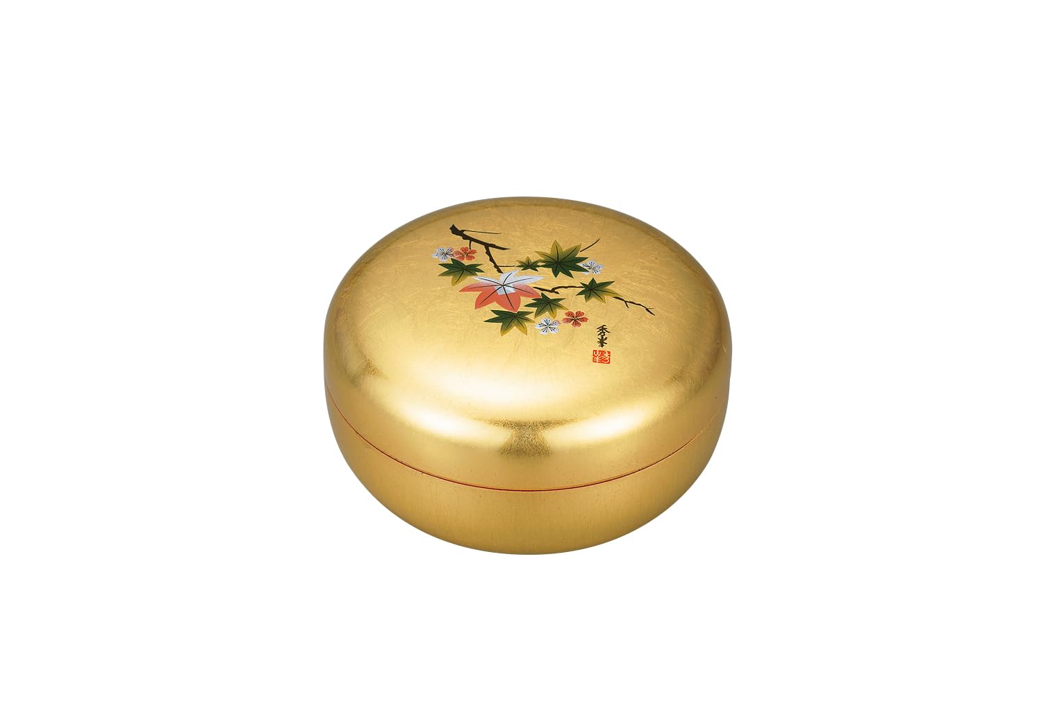 

Nakatani Brothers Company Yamanaka Lacquerware Bonbon Case with Gold and Silver Leaf Crafts, Hanaichimonme (Flower Pattern) 37-3611