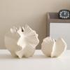 Matte White Fashion Plain Fired Irregular Wrinkled Vase Abstract Crafts Ceramic Flowerpot Desktop Decoration Ceramic Flower Vase