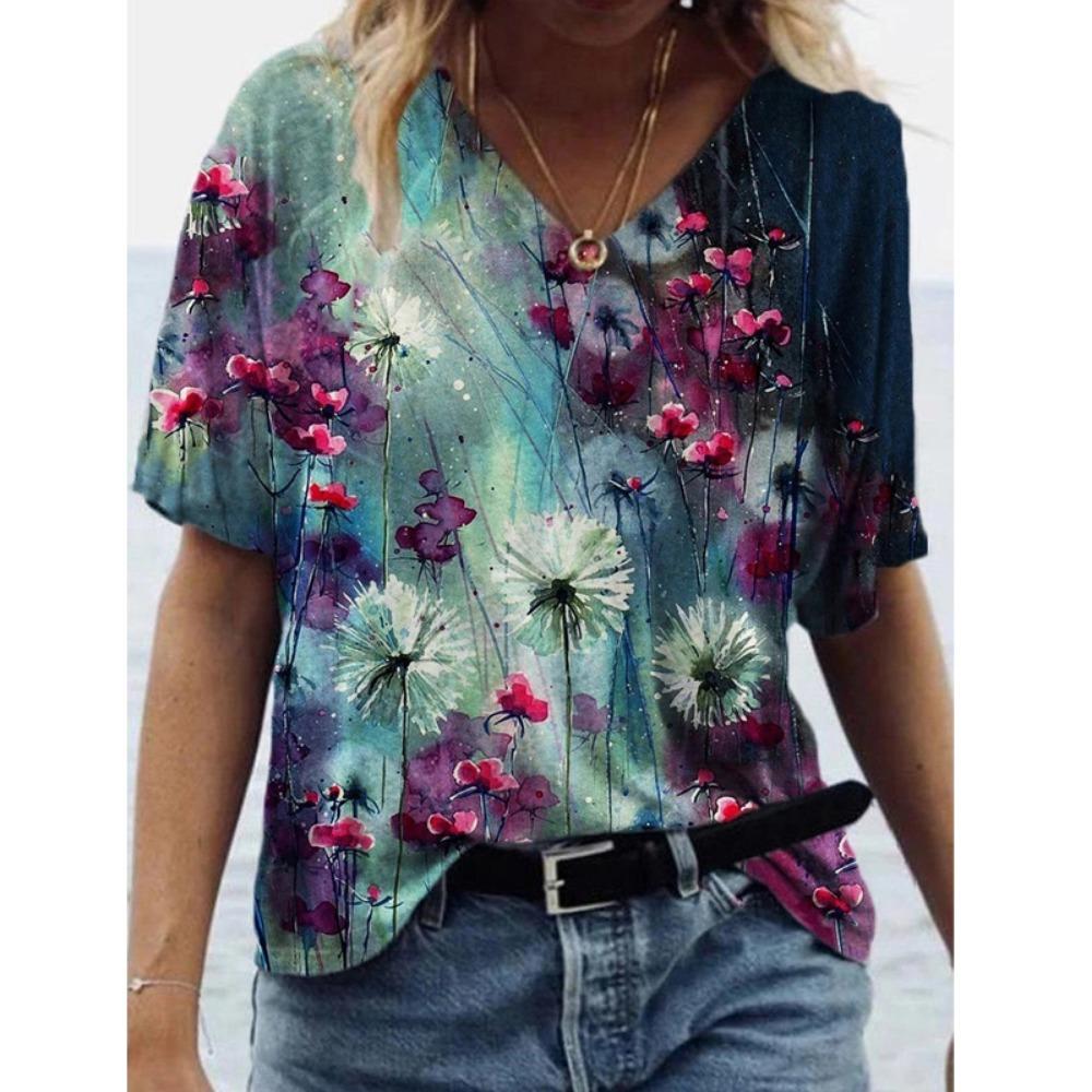 Summer Cat Butterfly 3D Printed Women's T-shirt Retro Street Wear T-shirt