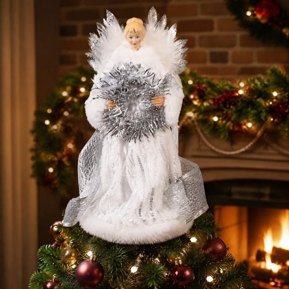 White Feather Wings Christmas Tree Topper 3D Christmas Tree Top Star Desktop