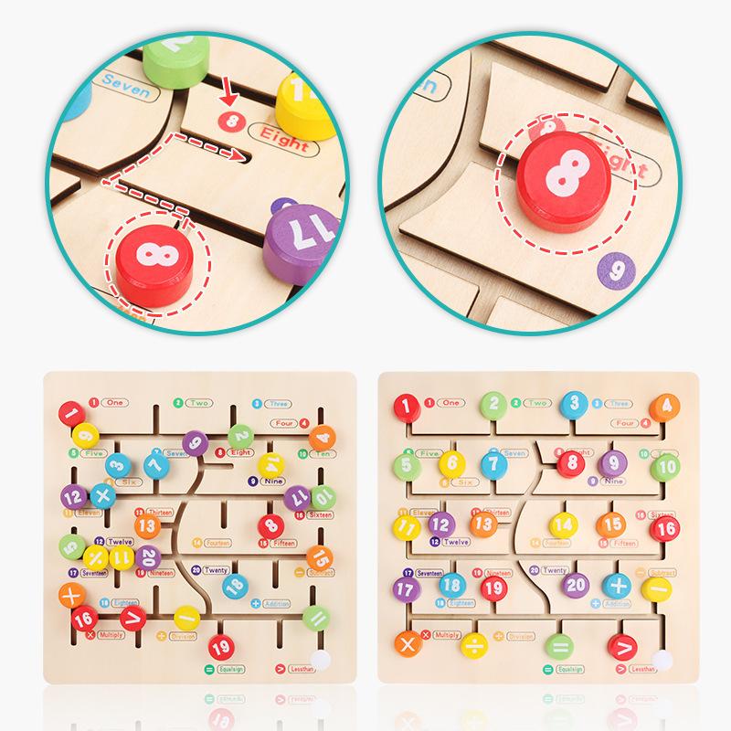 Manipulation Board Maze Pedagogical Educational Math Game 4yr Old Learning Letters Kids Wooden Number Autism Toys for Boys Girls