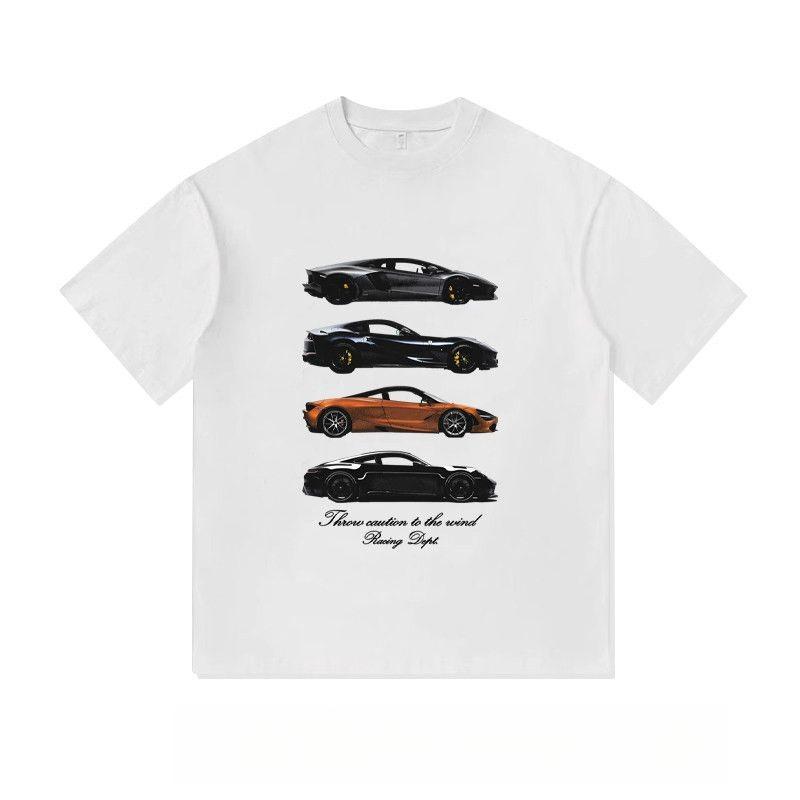 2026 Neues Frühjahr/Sommer Supercar Modifiziert Kulturell Bedrucktes Baumwoll-Kurzarm-T-Shirt für Herren Locker und Modisch Freizeitkleidung