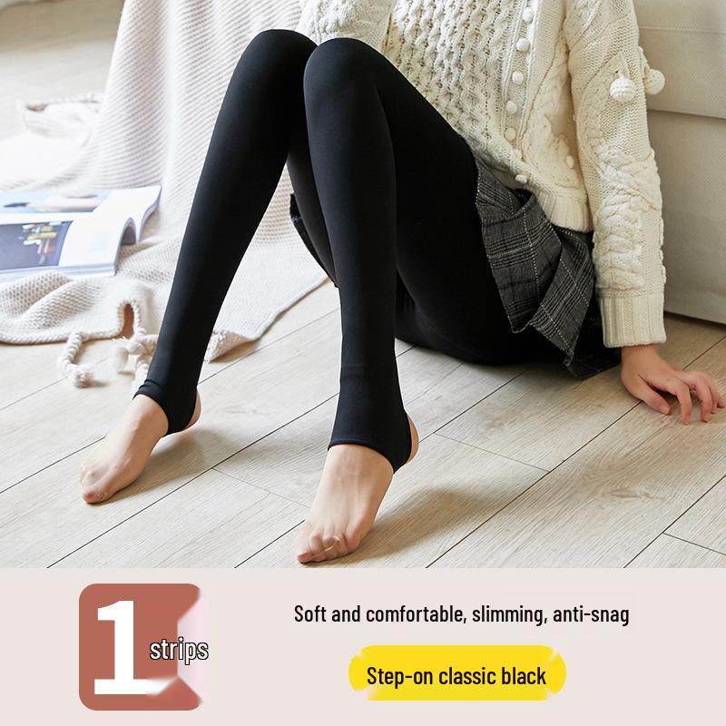 Women's Fleece-Lined Nude-Feel Leggings: Warm, Thick, Cotton, Flesh-Colored Stockings for Autumn & Winter