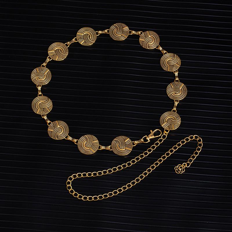 Adjustable Metal Disc Waist Chain Women'S Skirt Accessories Belt Versatile Sweater Chain Bohemian Skinny Waist Seal