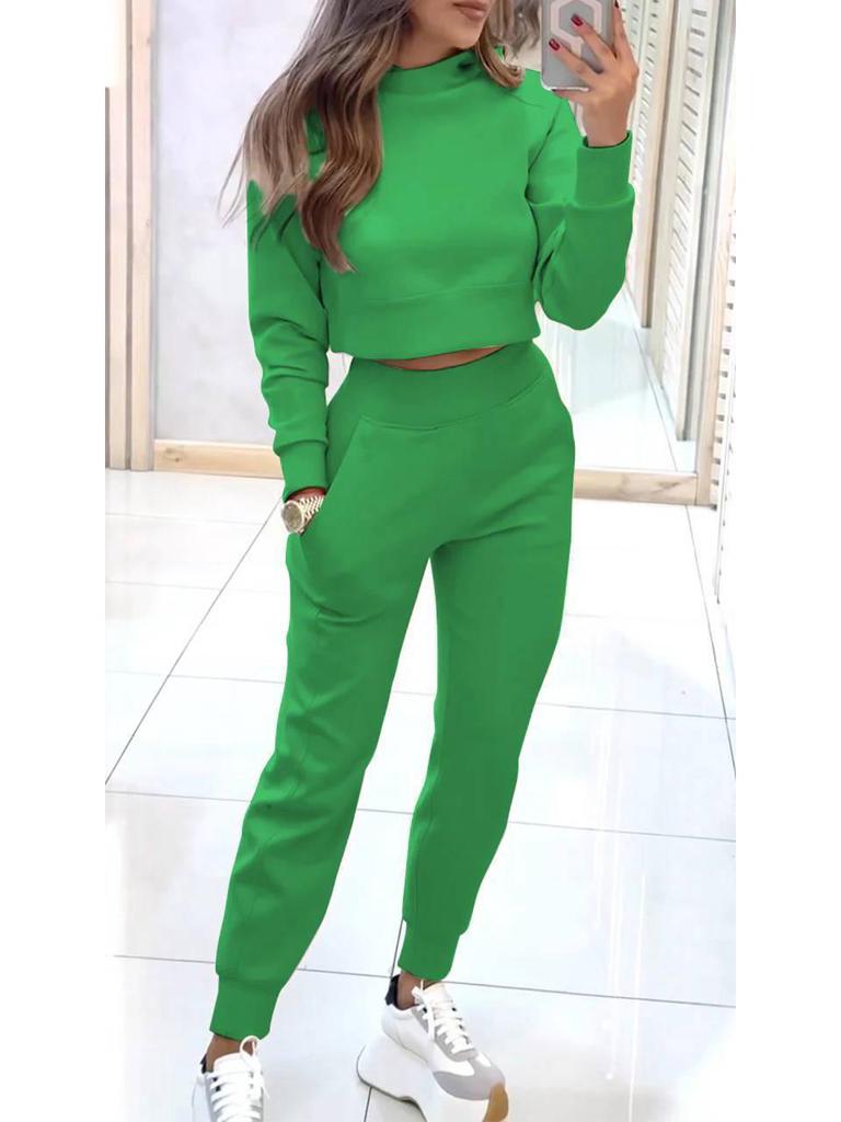 European & American Women's High-Neck Slim-Fit Long-Sleeve Casual Set - New Autumn/Winter Collection