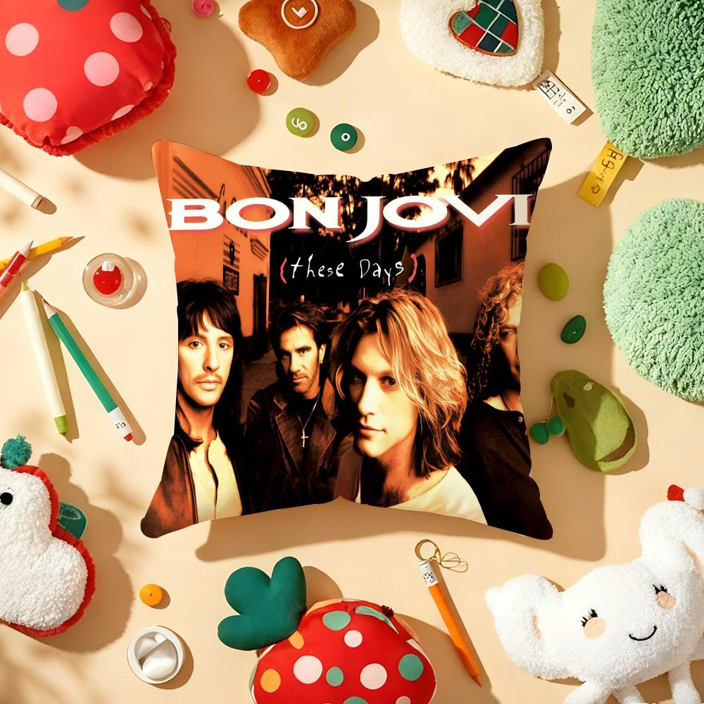 BBon JJovi Rock Kussenhoes Pluche Stof Zacht Dubbelzijdig Bedrukt Bank Warm Winter Huis Cadeau Kussenhoes