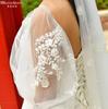 Off Shoulder Puff Tulle Sleeves Detachable Floral Lace Wedding Sleeves Removable Bridal Arm Cover For Strapless Mermaid Wedding Gown Photoshoot
