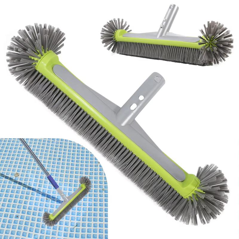 1 Piece Universal Pool Wall Steps Corner Cleaning 45CM Heavy Duty Aluminum Pool Brush Head With 7 Rows Nylon Bristles