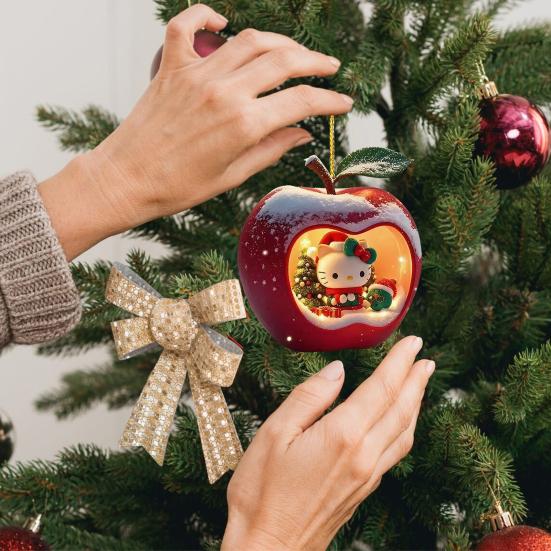 Christmas Ornament Cartoon Anime Cat In Red Fruit Christmas Tree Ornament 2D Acrylic Hanging Pendant for Holiday Home Decor