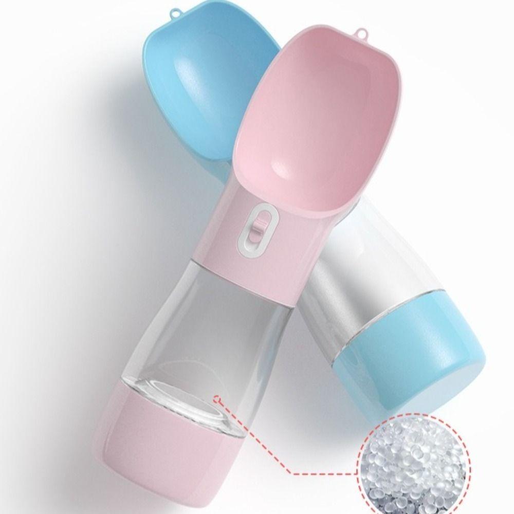 Haustierbedarf 2-in-1 Haustier-Wasserflasche Tragbar Auslaufsicher Outdoor Hundetasse Kunststoff Welpen-Wasserspender Wandern