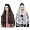 Woman Mantilla Floral Veil Lace Mantilla Veil Tasseled Shawl Headwear Mantilla