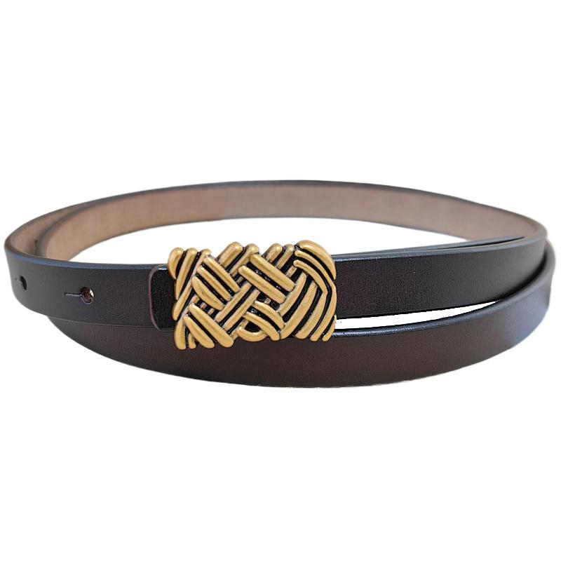 Womens Belt Leather With Classic Silver Buckle For Daily Office Gift Attire