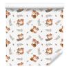 Deer wallpaper white, light gray, cream and beige 50x1000