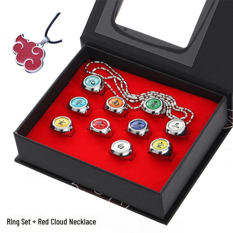 Set Inele Ninja: Akatsuki Itachi, Pain Six Paths, Orochimaru, Vermilion - Accesorii Anime