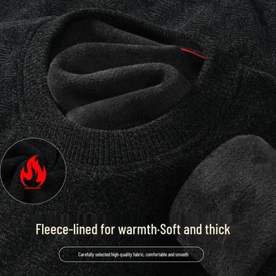 Men's Fleece Lined Round Neck Pullover Sweater
