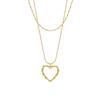 French Chic Double-Layer Heart Pendant Necklace - 18k Gold-Plated Titanium Steel for Women
