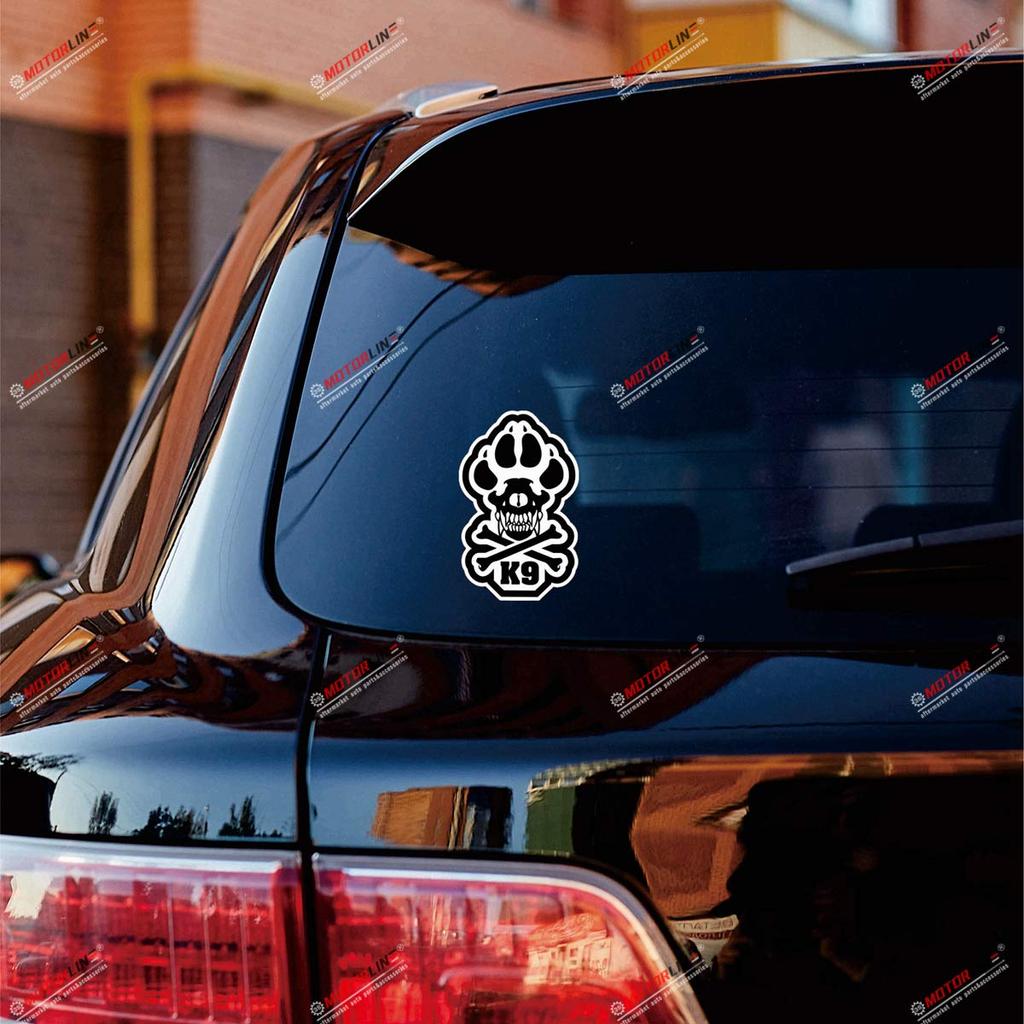 2pcs Reflective 4" K9 Police Dog Unit Skull Bone Decal Sticker Car Vinyl