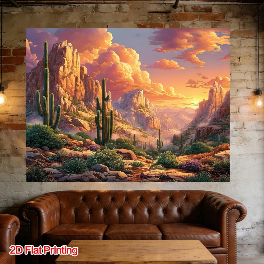 2D flat sunset desert scenery photography background cloth suitable for home garden use polyester