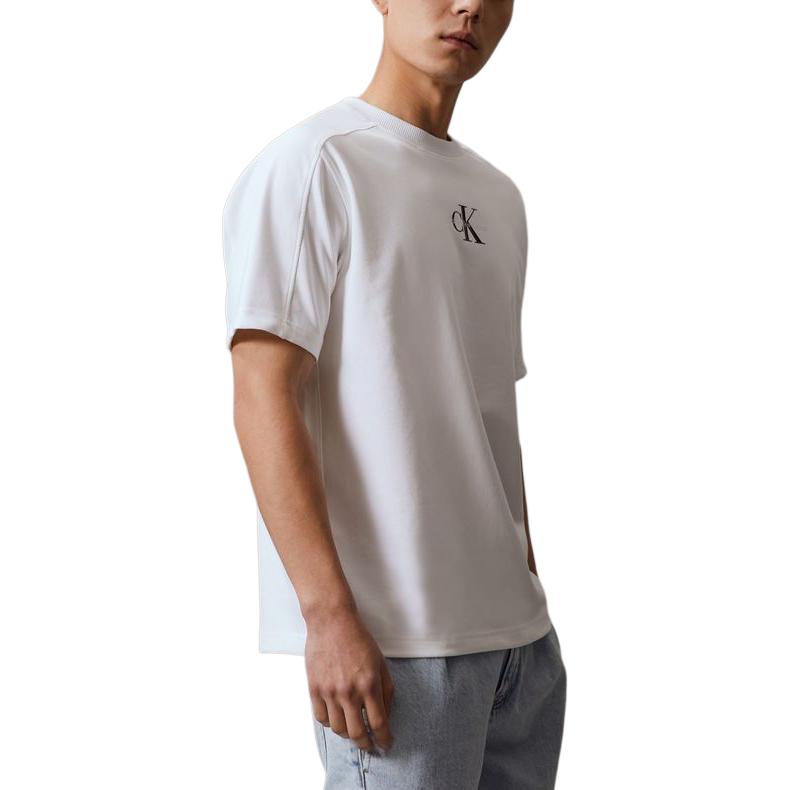 Calvin Klein Minimalistické potlačené ležérne tričko s krátkym rukávom a okrúhlym výstrihom pre mužov Topy Mesačná biela J325362-YAF
