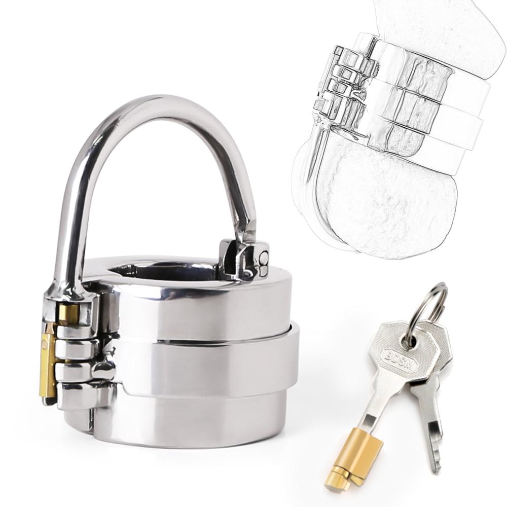 Heavy Duty Ball Stretcher Metallverriegelungsgewicht Edelstahl Spike Cock Ring Hodensack Stretcher CBT Penisring Sexspielzeug für Männer