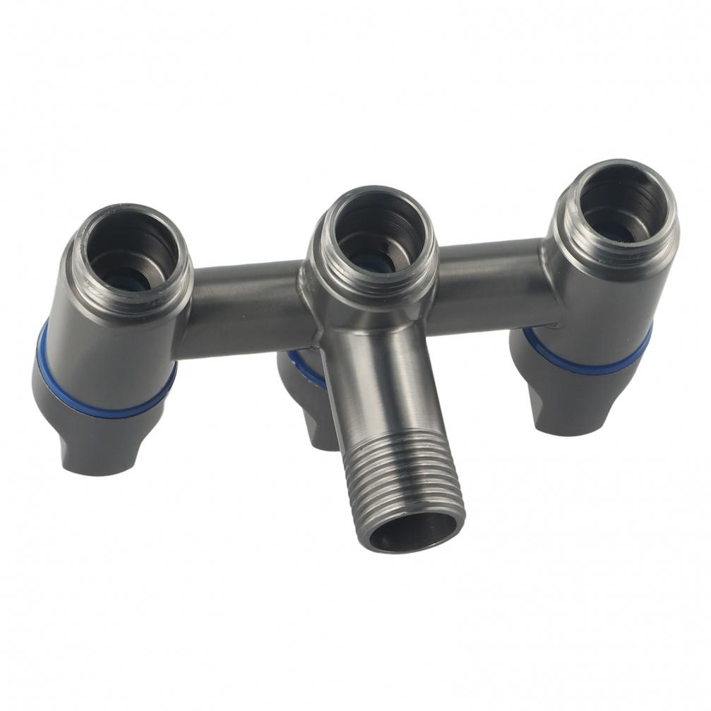 3 Way Angle Valve Grey One Inlet Three Outlets Silver