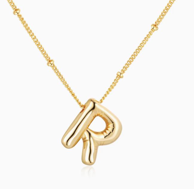 LT-12056 Stainless Steel 18K Gold Balloon Letter Necklace Silver Bubbles 26 English Alphabet Pendants Jewelry
