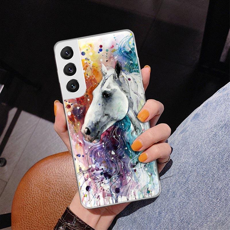 Animal Oil Painting Horse Phone Case For Samsung Galaxy S24 S25 Edge S26 Ultra S23 S22 S21 Plus S20 FE + Personalized Print Cove