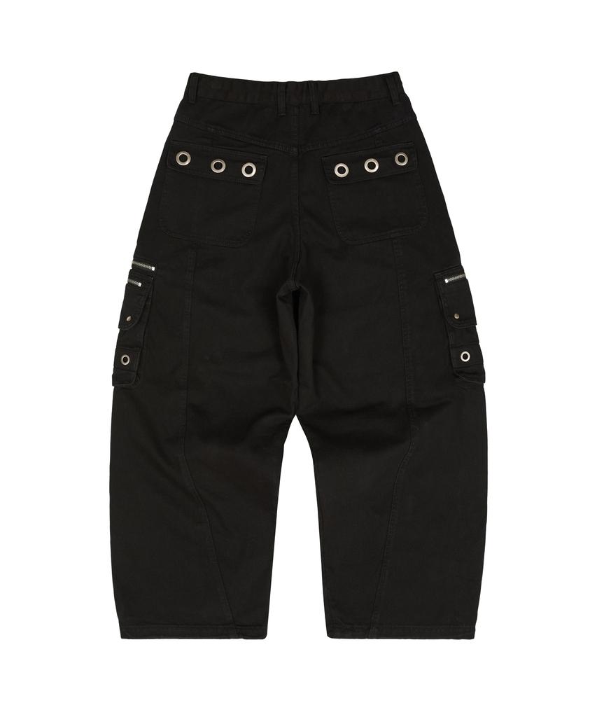 HOODHOOD Eyelet Cargo Pants Black