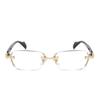 Frameless Reading Glasses Retro Ultra Light Block Blue Light Computer Eyewear for Women Men +1.0 to +4.0