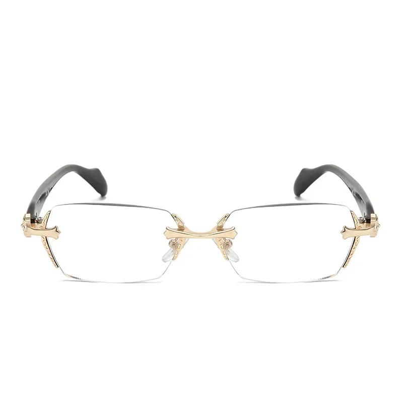 Frameless Reading Glasses Retro Ultra Light Block Blue Light Computer Eyewear for Women Men +1.0 to +4.0