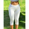 Women Street‑wear Slim Fit Seven‑Eighth Sports Pants, Side Slit Design Fitness Workout Cropped Trousers