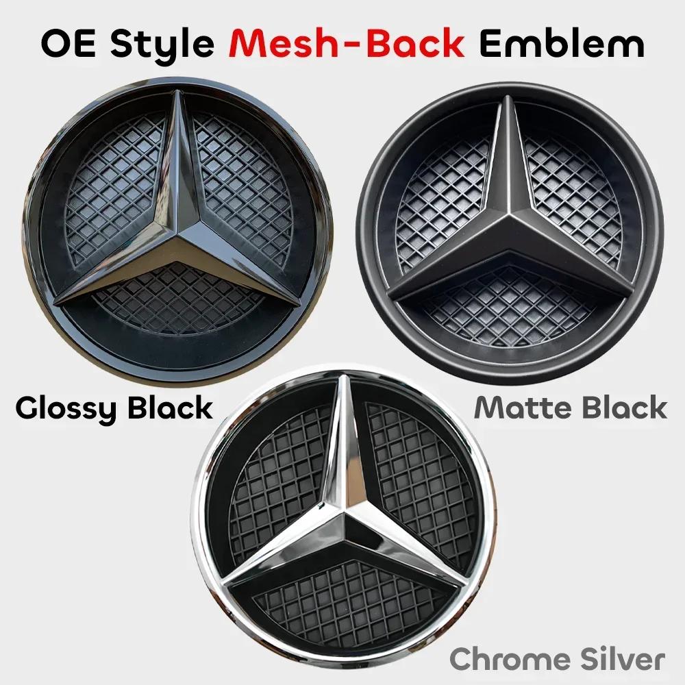 New For Mercedes Benz Chrome Silver Black Car Front Grille Star Badge Emblem OE Style Flat Surface For Mercedes Benz E-Class W21
