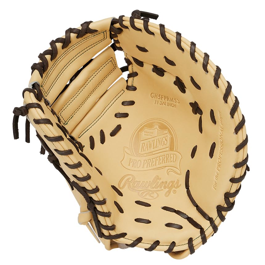 Rawlings PRO PREFERRED GH5FPRM53 Baseball First Throw Glove, Hardball, Base, Camel, 11.75 inches, Right-Handed