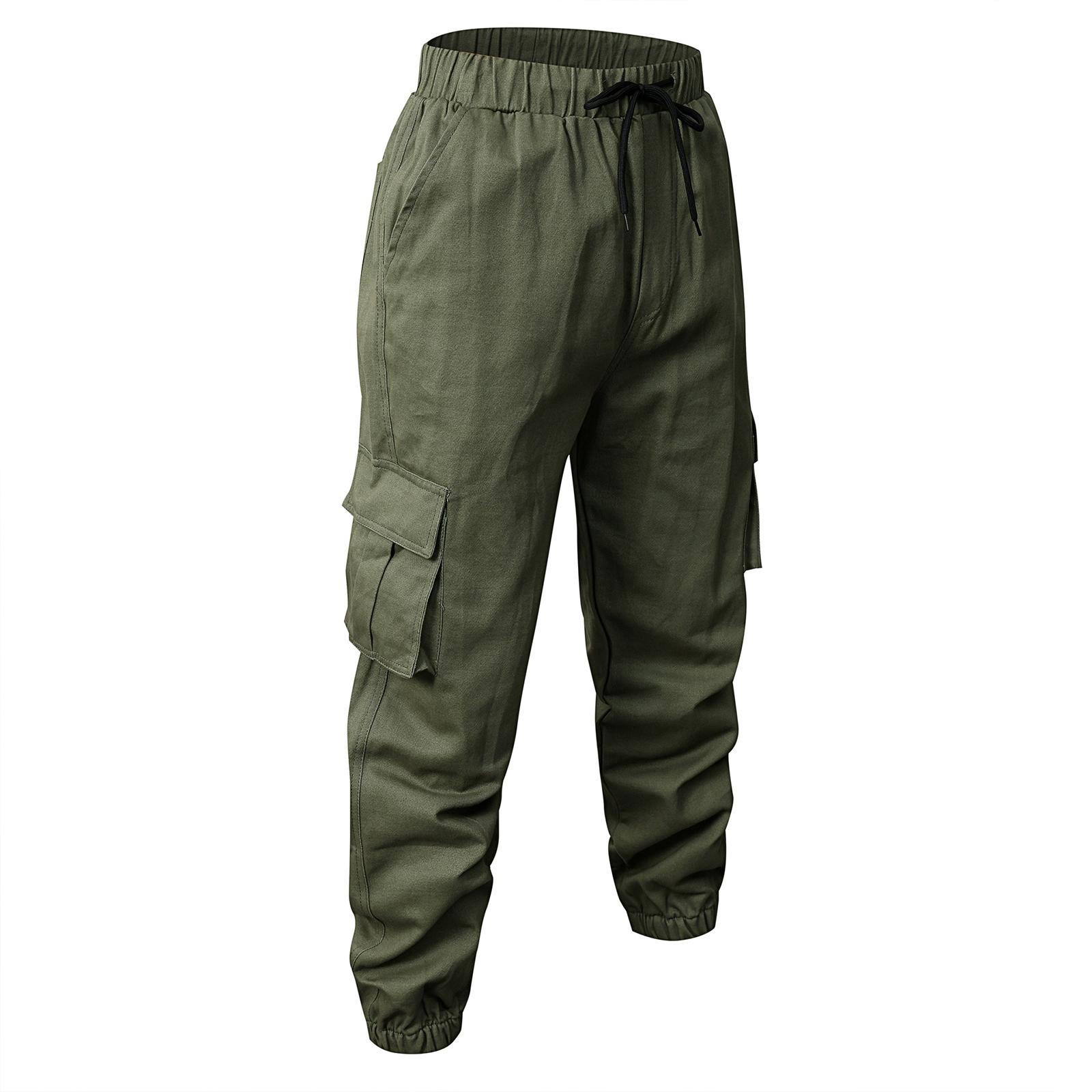 Men s Loose-fitting Casual Multi-pocket Cotton Work  Trousers XXL