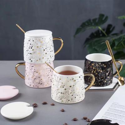 Leichter Luxus Tupfen Keramiktasse Nordische Stern Tasse Handgekniffene Konkave Goldgesprenkelte Tasse Tinte Paar Kaffeetasse