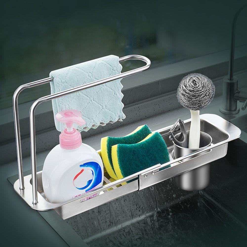 Stainless Steel Drainer Shelf Practical Kitchen Sink Organizer Drying Rack Sink Drain Shelf  Soap
