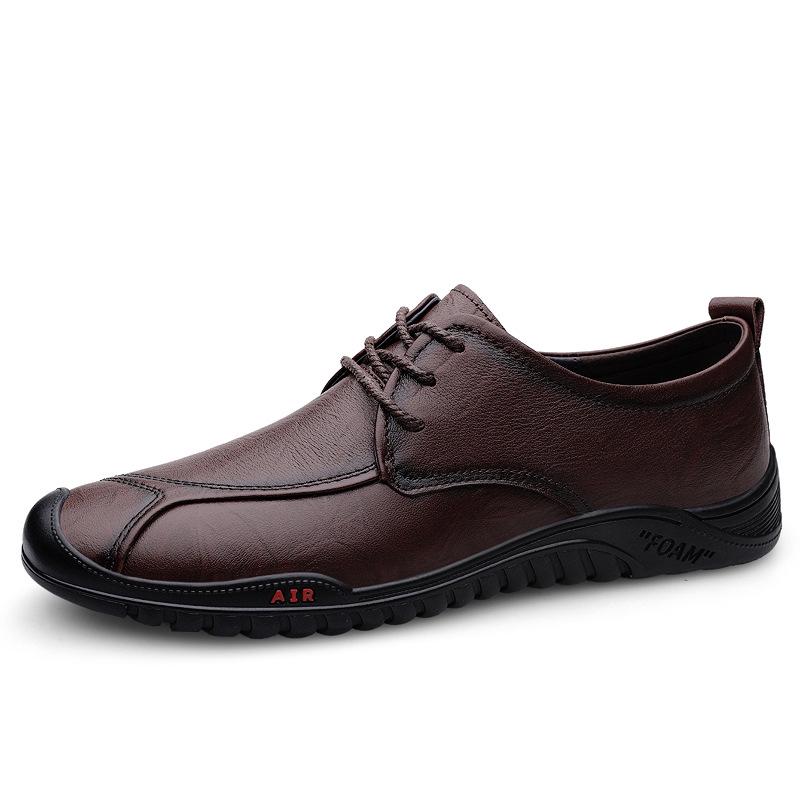 Men s Soft Leather Loafers - Spring/Summer Cowhide Casual Shoes, Large Size, Middle-Aged Style. 41