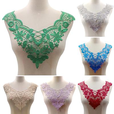 Embroidered Lace Collar Hollow Out Lace Fabric Trim Applique Neckline Women Lace Collar Applique for DIY Sewing Supplies Wedding Dress