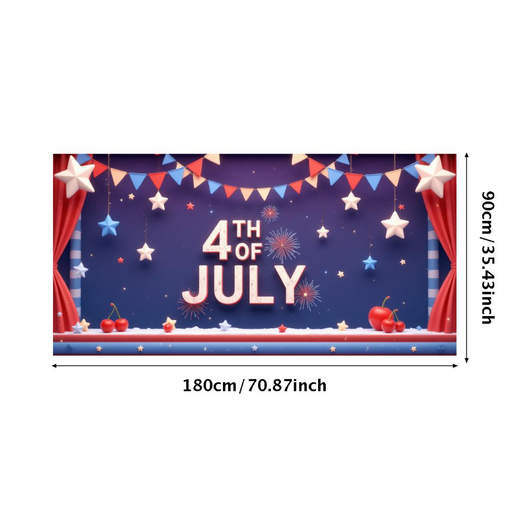 Polyester Material 4. Juli Banner Leichtes Viertes Juli Banner Feuerwerk Design Dekorative Wimpelkette für Feiertagszusammenkunft